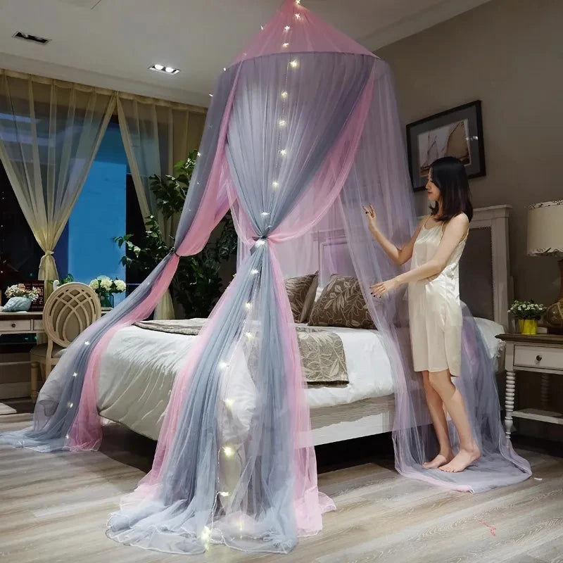 Princess Style Dome Ceiling Three-door Mosquito Net Summer Universal Home Mosquito Net Romantic Bedroom Anti-mosquito Bed Curtai