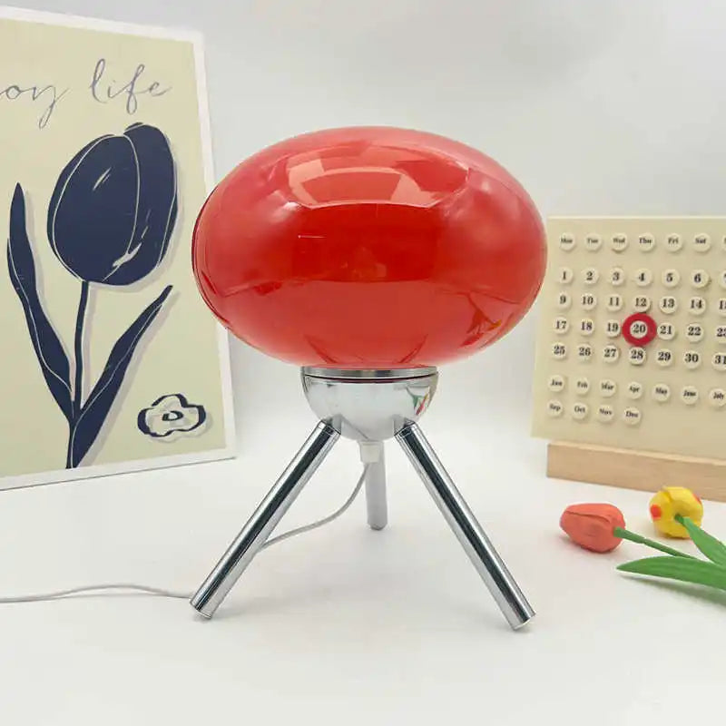 Bauhaus Mid-Century Glass Mushroom Table Lamp Nordic Ins Girls Style Retro Modern Bedroom Bedside Ambient Decor Light