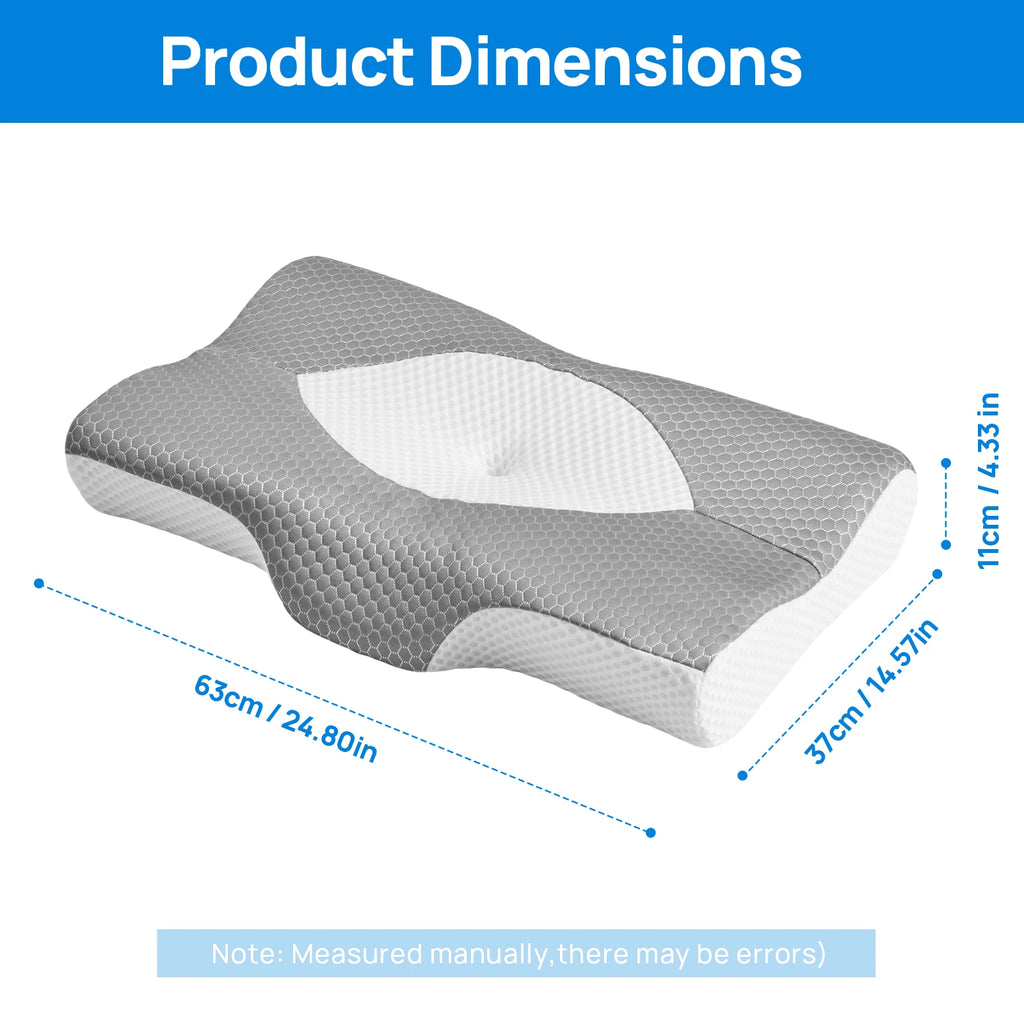 JHK Cervical Neck Double Sided Pillow Memory Foam Ventilated Cooling Ergonomic Bed Pillow Support Contour for Stomach Sleepers