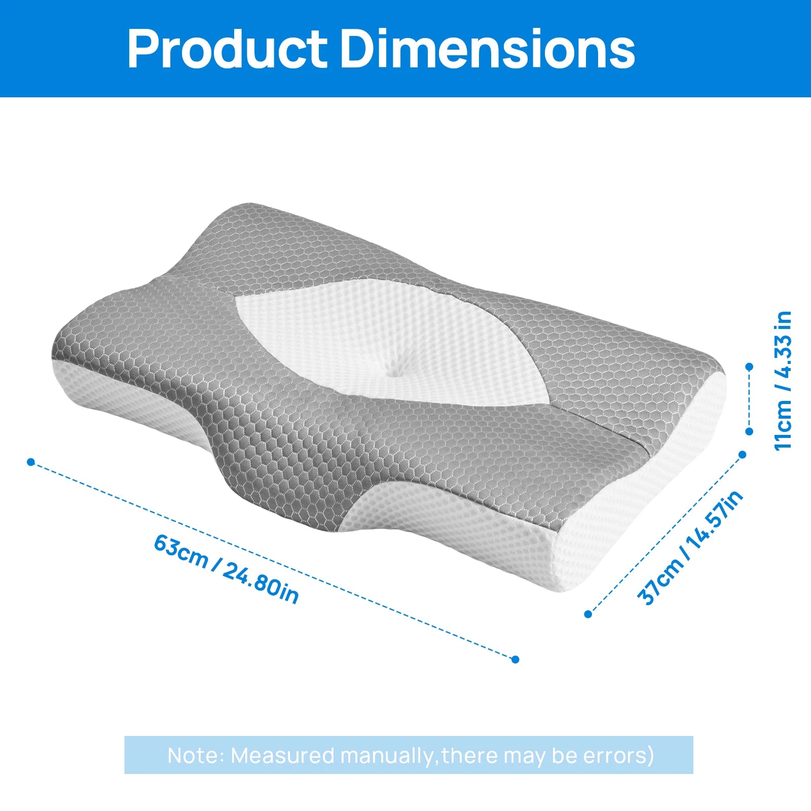 JHK Cervical Neck Double Sided Pillow Memory Foam Ventilated Cooling Ergonomic Bed Pillow Support Contour for Stomach Sleepers
