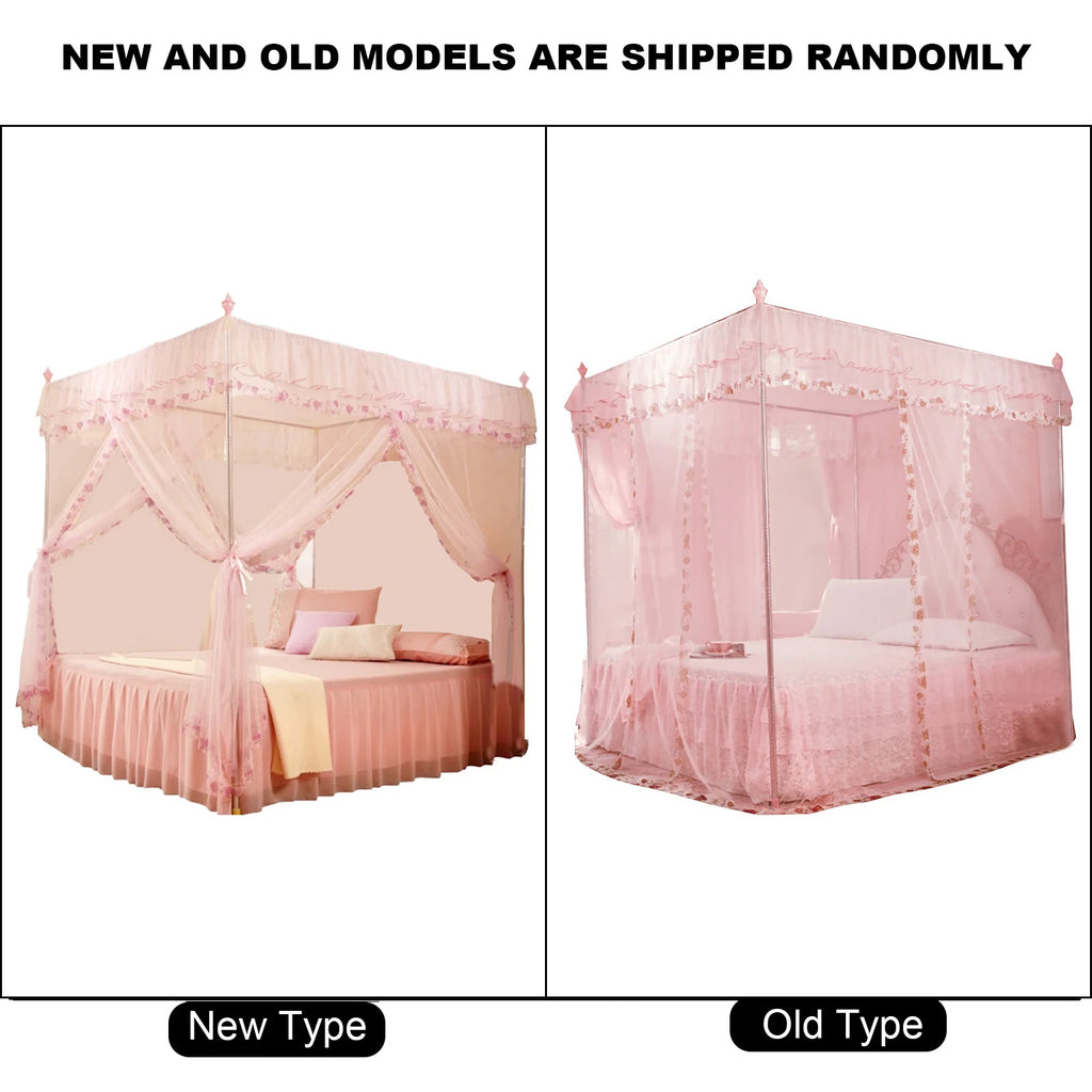 Bed Curtain Luxury Princess 3 Side Openings Post Bed Curtain Canopy Netting Mosquito Net Bedding Mosquito Net Mosquito Netting