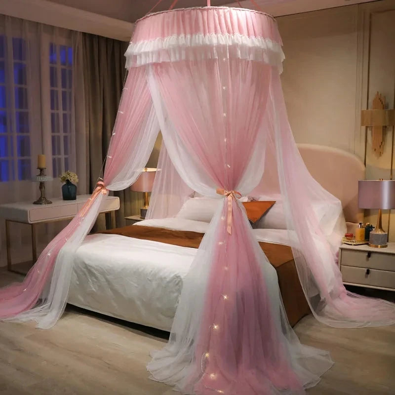 Princess Style Dome Ceiling Three-door Mosquito Net Summer Universal Home Mosquito Net Romantic Bedroom Anti-mosquito Bed Curtai