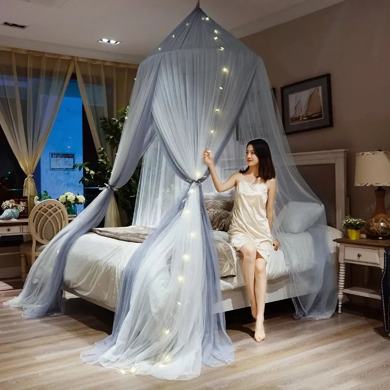 Princess Style Dome Ceiling Three-door Mosquito Net Summer Universal Home Mosquito Net Romantic Bedroom Anti-mosquito Bed Curtai