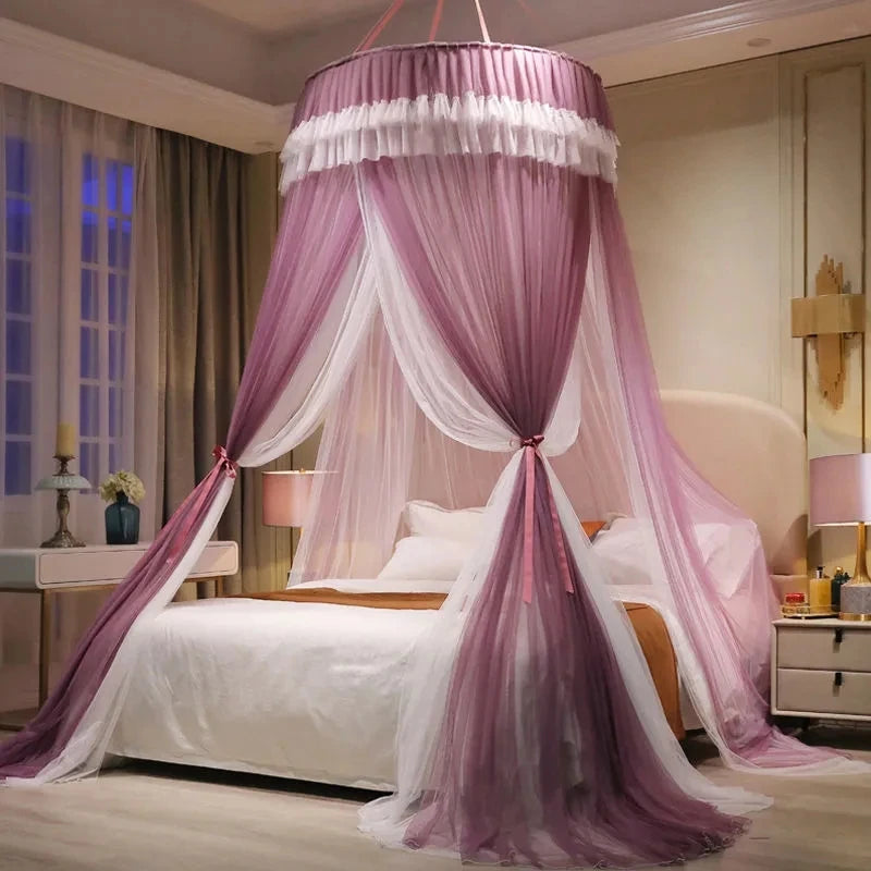 Princess Style Dome Ceiling Three-door Mosquito Net Summer Universal Home Mosquito Net Romantic Bedroom Anti-mosquito Bed Curtai